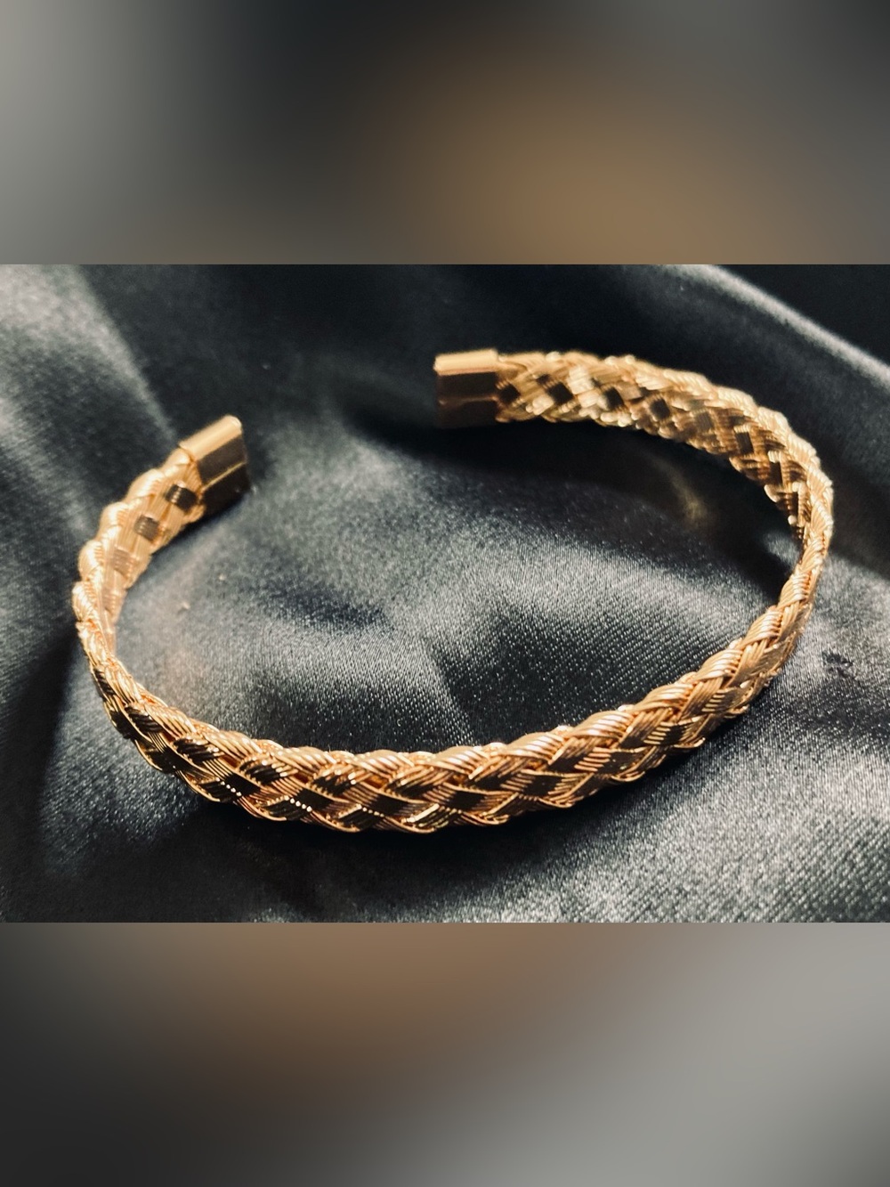 Braided Gold Tone Metallic Cuff Bracelet-Fashion Jewelry